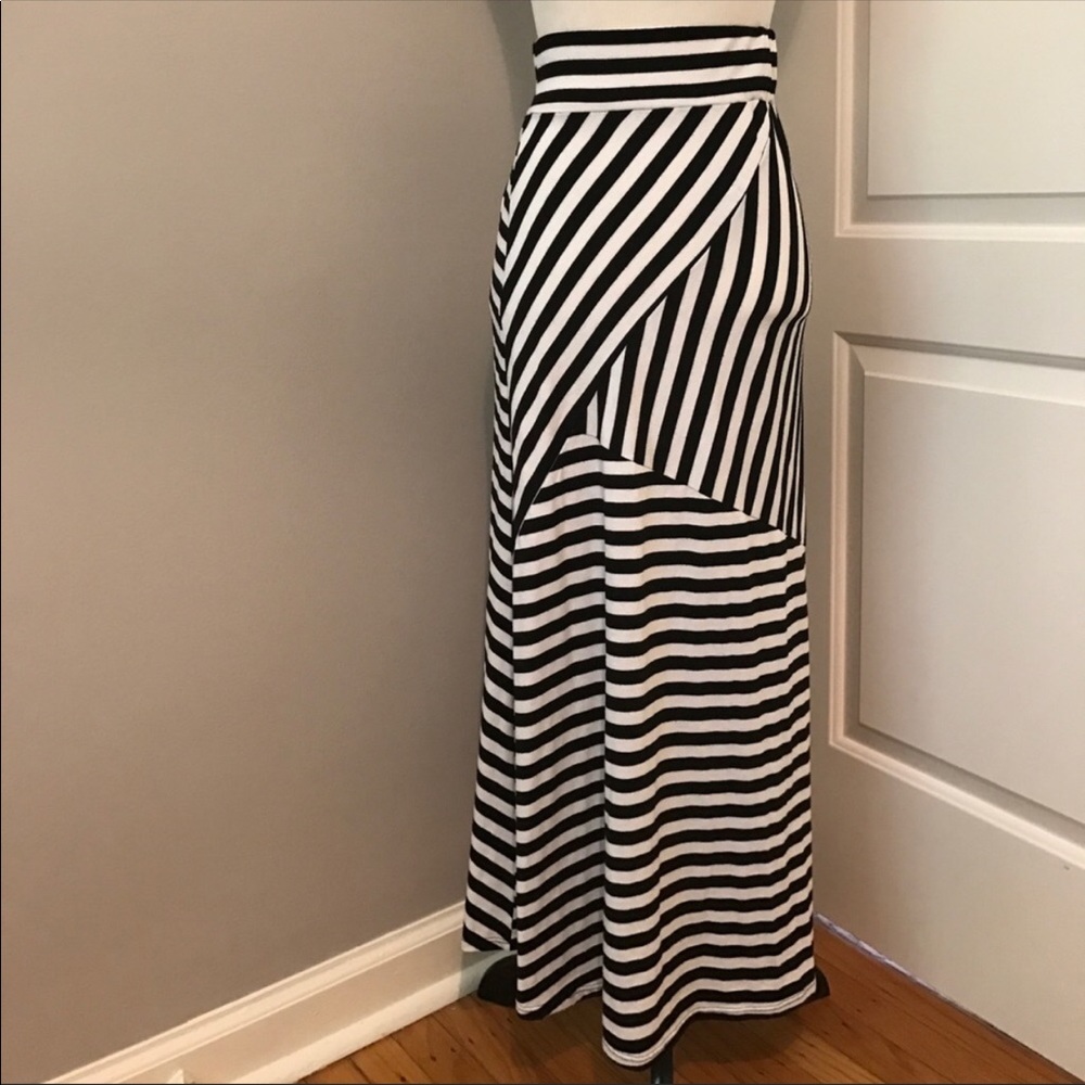 Black and white striped skirt